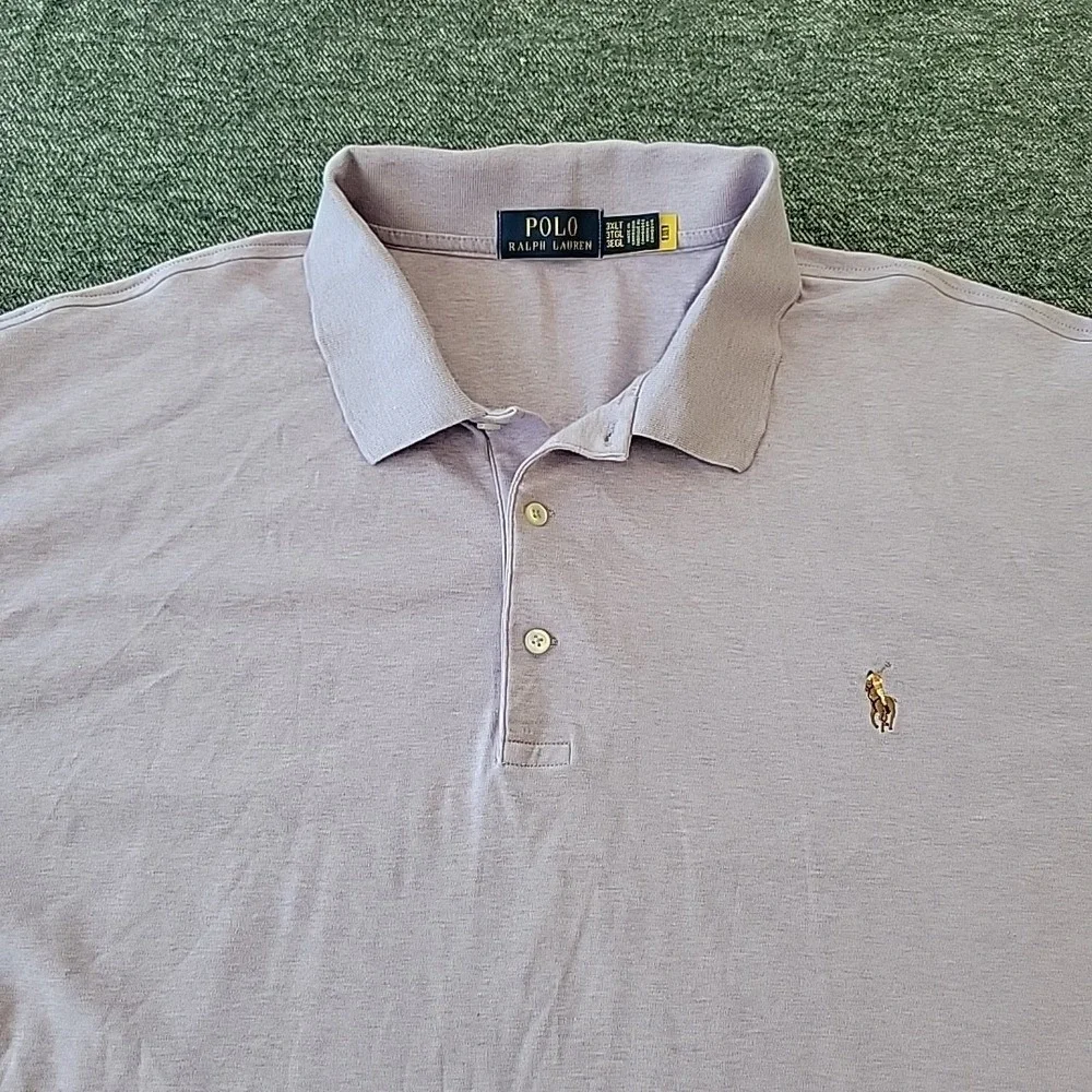 Polo Ralph Lauren Polo‎ Shirt Men's 3XLT Tall Purple Pique Cotton Pony Logo Golf